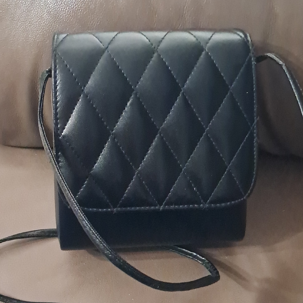 Elegant Black Quilted Crossbody Bag. Excellent Shape.